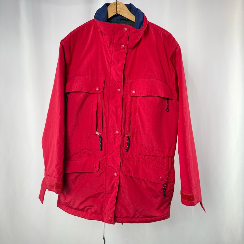 L.L. Bean Flannel‎ Lined Utility Jacket in Red Size Medium